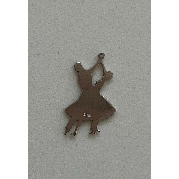 Sterling Silver Ballroom Dancers Charm Pendant Flat - Picture 2 of 2